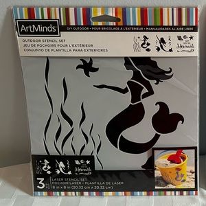 ArtMinds Mermaid Outdoor Stencils  3 PC LASER SENTCIL SETS8 IN X 8 IN